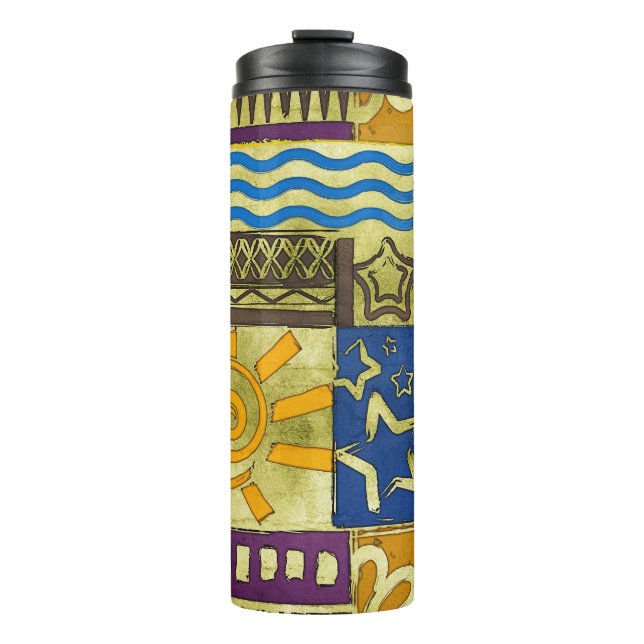 Rajasthan Indian, Patchwork Carpet Texture. Thermal Tumbler (Front)