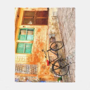 Rajasthan Street Scene: Indian Style Fleece Blanket