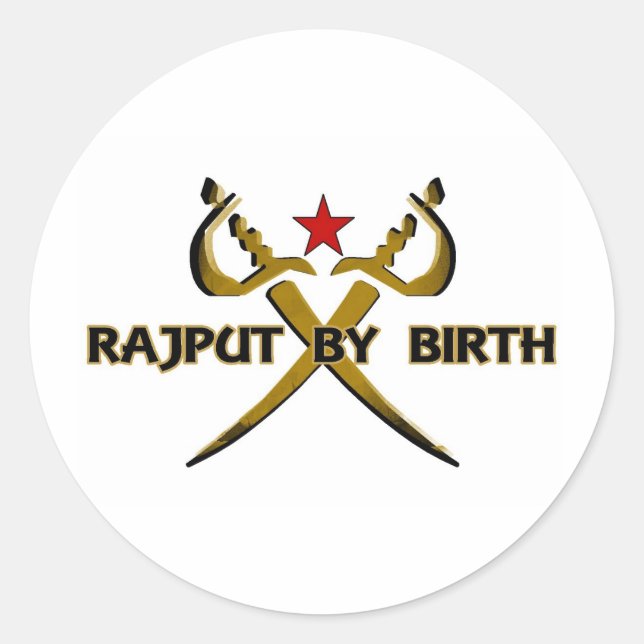 Rajput By Birth Red Star Classic Round Sticker (Front)