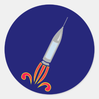 Rakete rocket Raumschiff space ship Classic Round Sticker