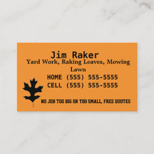 Raking leaves business cards