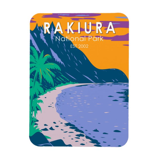 Rakiura National Park New Zealand Vintage  Magnet (Vertical)
