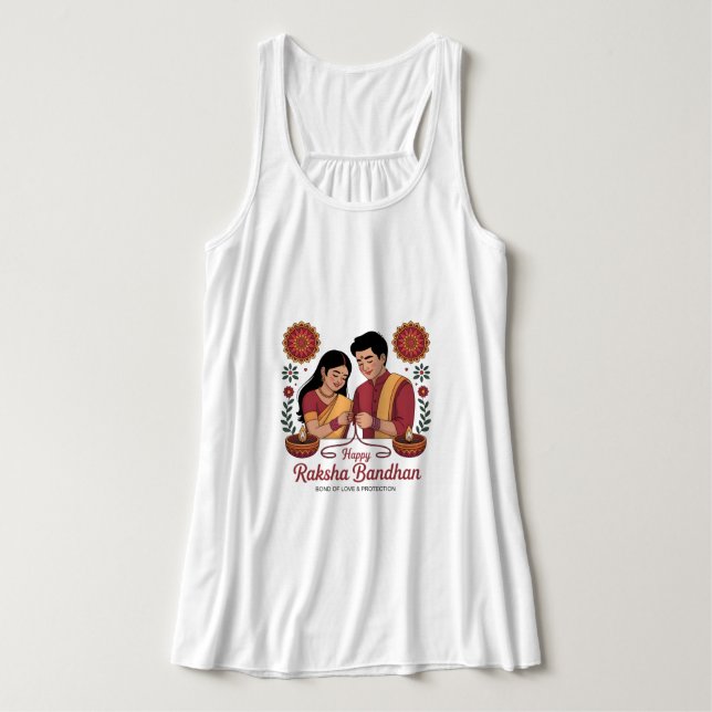 Raksha Bandhan  Flowy Racerback Tank Top (Design Front)