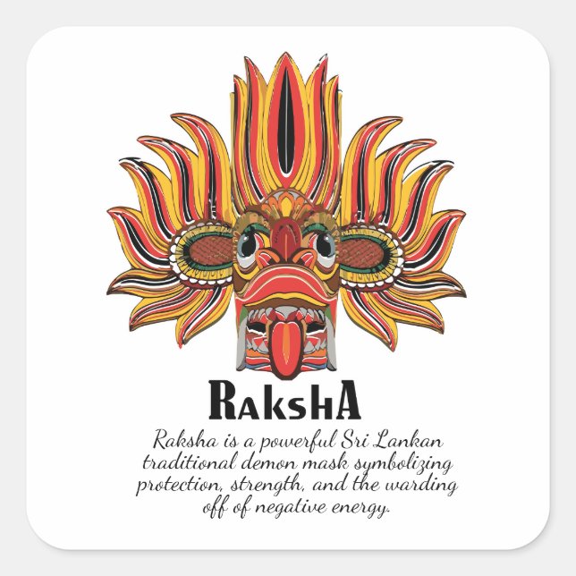 Raksha Mask Square Sticker (Front)