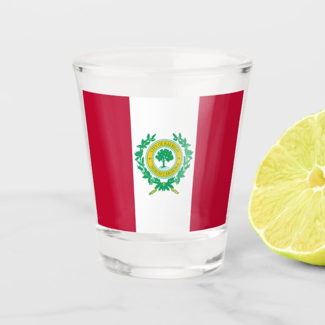 Raleigh city flag shot glass (Front)