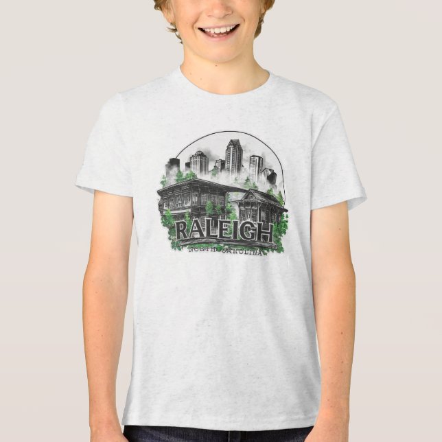Raleigh City North Carolina USA Tri-Blend Shirt (Front)