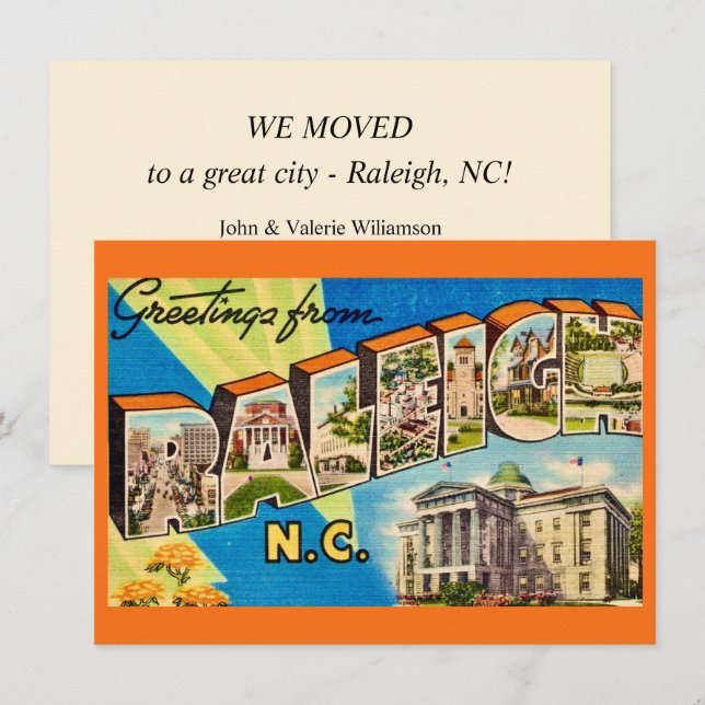 Raleigh NC Map Moving Announcement (Front/Back)