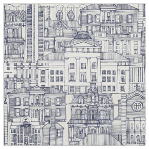 Raleigh NC toile blue Fabric