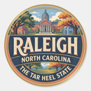 Raleigh North Carolina Capital Southern Travel Mem Classic Round Sticker