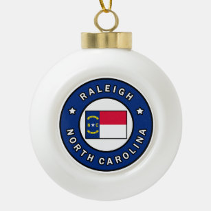Raleigh North Carolina Ceramic Ball Christmas Ornament