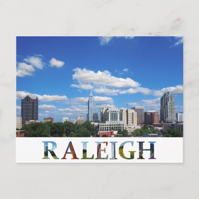 Raleigh North Carolina City Skyline Travel Photo Postcard (Front)