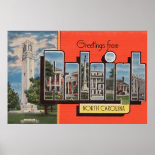 Raleigh, North Carolina - Large Letter Scenes 2 Poster