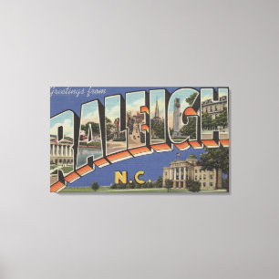 Raleigh, North Carolina - Large Letter Scenes Canvas Print