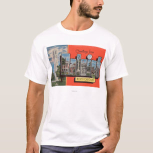 Raleigh, North Carolina - Large Letter Scenes T-Shirt