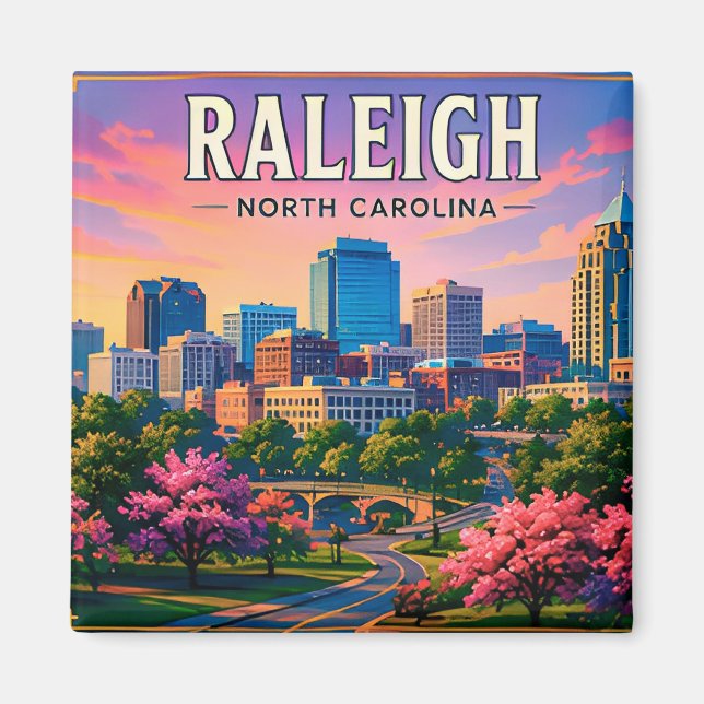 🌳 Raleigh North Carolina Skyline Views Magnet (Front)