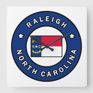 Raleigh North Carolina Square Wall Clock