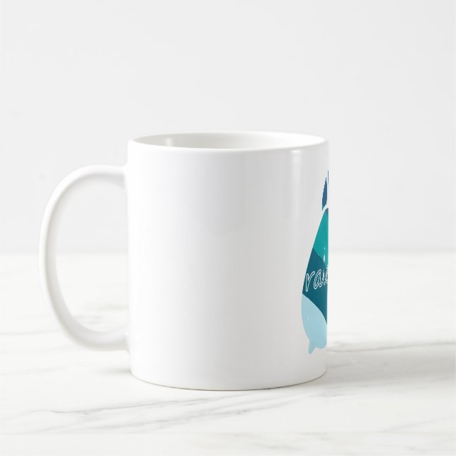 Raleigh teal green blue acorn coffee mug (Left)