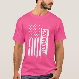 Raleigh United States Distressed w US Flag T-Shirt