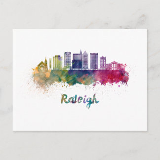 Raleigh V2 skyline in watercolor Postcard