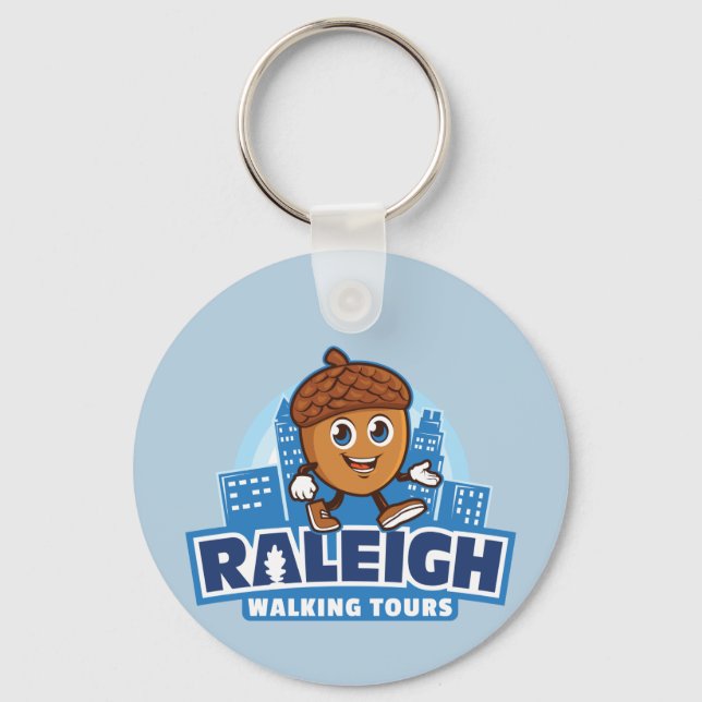 Raleigh Walking Tours Cute Acorn Key Ring (Front)