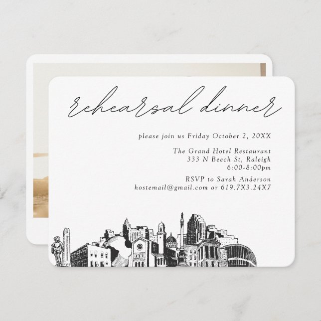 Raleigh Wedding Elegant Rehearsal Dinner Enclosure Card (Front/Back)