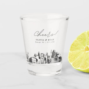 Raleigh Wedding Favour Personalised Cheers Shot Glass