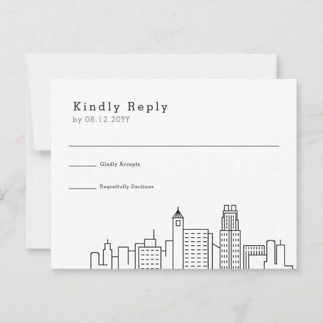 Raleigh Wedding | Stylised Skyline RSVP (Front)