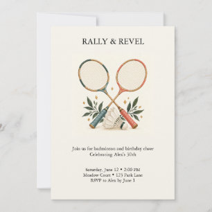 Rally and Revel Badminton Birthday Invitation