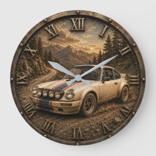 Rally Classic Sports Car Vintage Off-Road Racing Large Clock