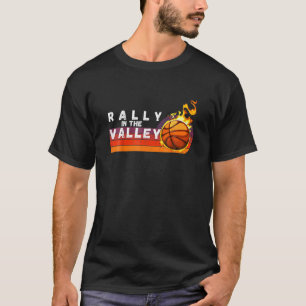 Rally In The Valley Flaming Basketball Retro Sunse T-Shirt