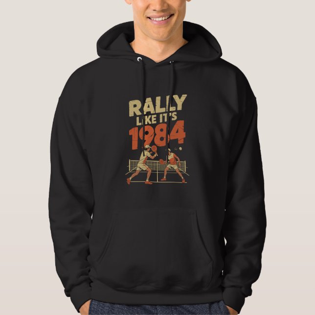 Rally Like It's 1984 Distressed 80s Action Hoodie (Front)