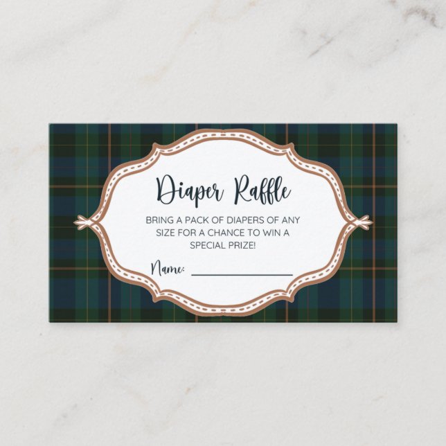 Ralph Lauren Inspired Baby Shower Diaper Raffle Advice Card (Front)