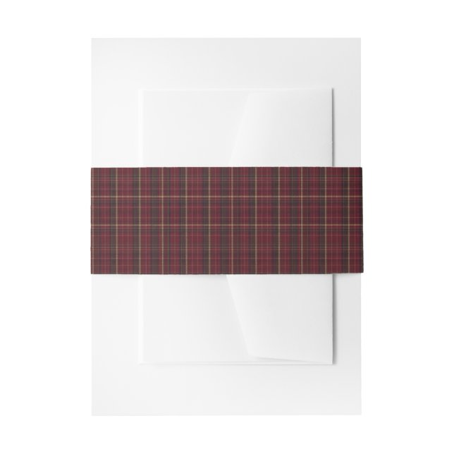 Ralph Lauren Inspired Burgundy and Tan Ribbon Invitation Belly Band (Front Example)