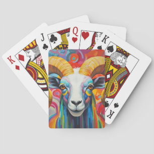 Ram Animal Portrait Colourful Painting Playing Cards