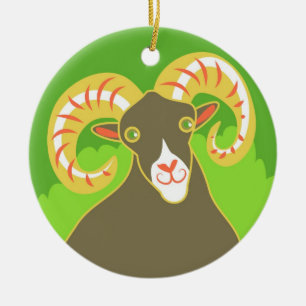 Ram Ceramic Tree Decoration