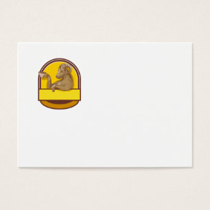 Ram Goat Drinking Coffee Crest Drawing