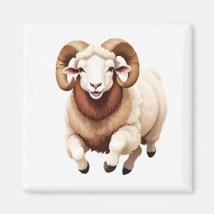 Ram Happy Playful Fun Jumping In The Air Joyful Magnet