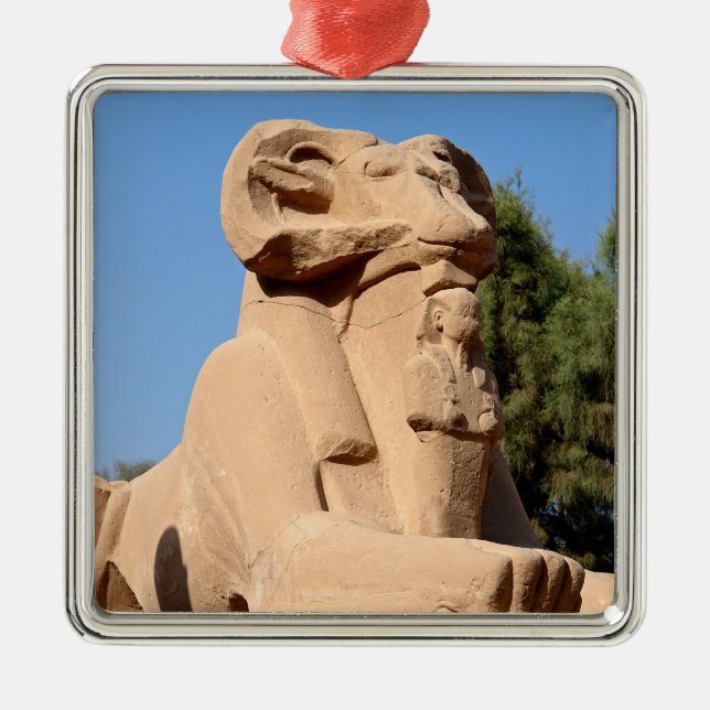 Ram-headed Sphinx in Karnak Temple - Egypt Metal Tree Decoration (Front)