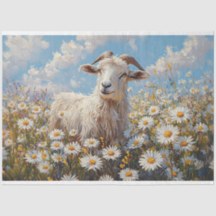 Ram in a Daisy Field Painting Decoupage Tissue Paper