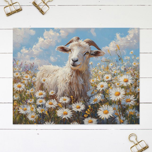 Ram in a Daisy Field Painting Postcard (Creator Uploaded)