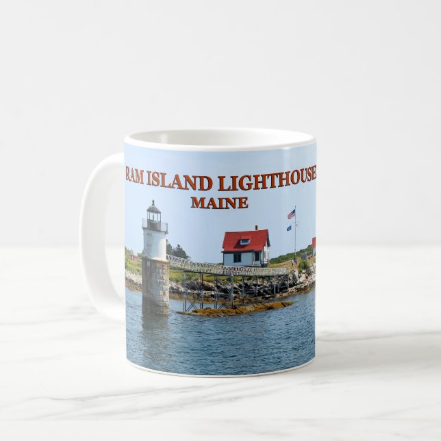 Ram Island Lighthouse, Boothbay Harbour Maine Mug (Front Left)