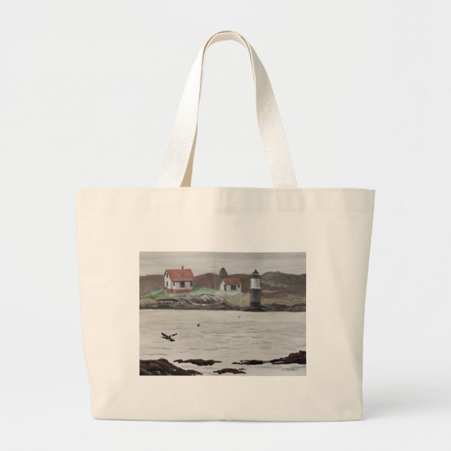 Ram Island Maine Large Tote Bag (Front)
