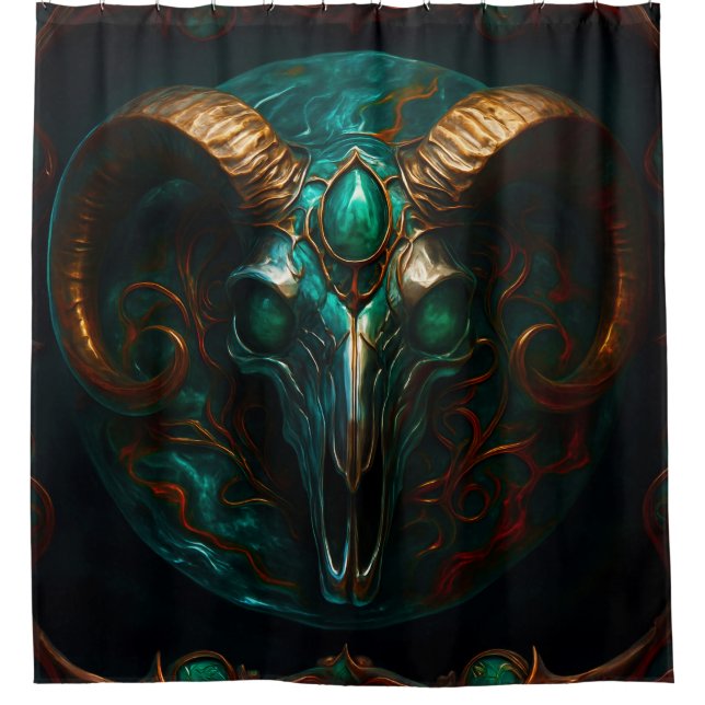 Ram-like Skull 001 Shower Curtain (Front)