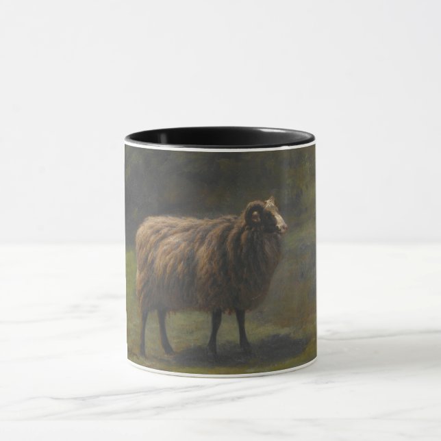 Ram (Male Sheep) on the Farm (by Rosa Bonheur) Mug (Center)