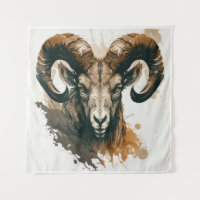 Ram Portrait Animal Painting Wildlife Outdoors Art