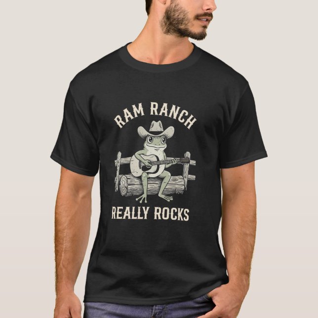 Ram Ranch Really Rocks Funny Frog Cowboy Hat Weste T-Shirt (Front)