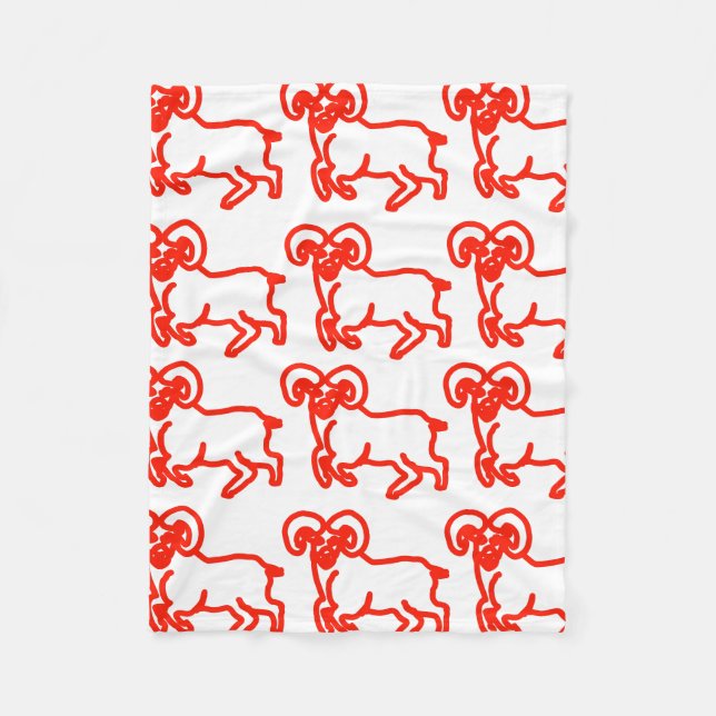 Ram Red Outline Pattern Fleece Blanket (Front)