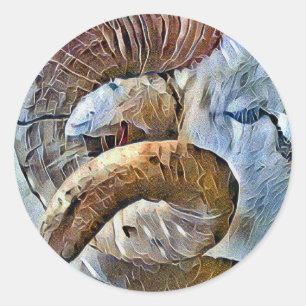 RAM SHEEP FARM ANIMAL CLASSIC ROUND STICKER