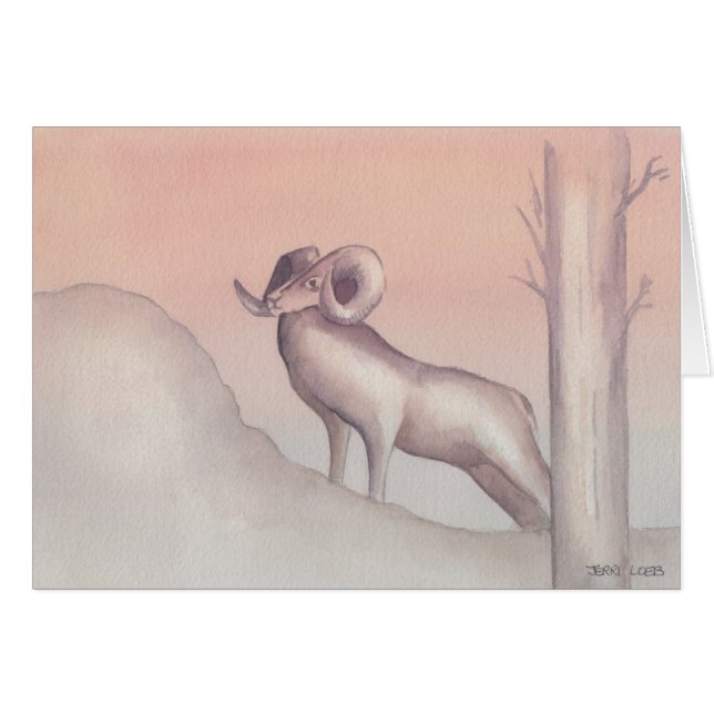 "Ram" Watercolor Sketch Greeting Card (Front Horizontal)