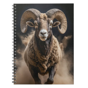Ram Wild Animal Elegant Dramatic Mist Portrait Notebook